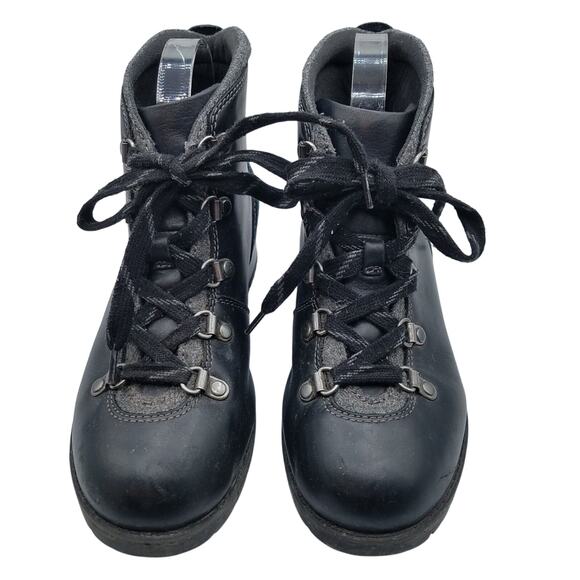 Clarks Faralyn Alpha Black Leather & Suede 10 Eye Lace Up Hiking Boots Size 7 - Picture 3 of 12